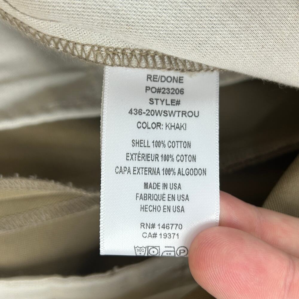 Re/Done Khaki Super Wide Trouser Pant 32" Inseam 436-20WSWTROU Women's Size 26 - Picture 6 of 9